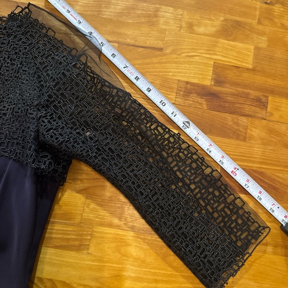 Lela Rose sheath dress / gown rare Metallic 3/4 sleeves & neck accent. vintage - Picture 11 of 14